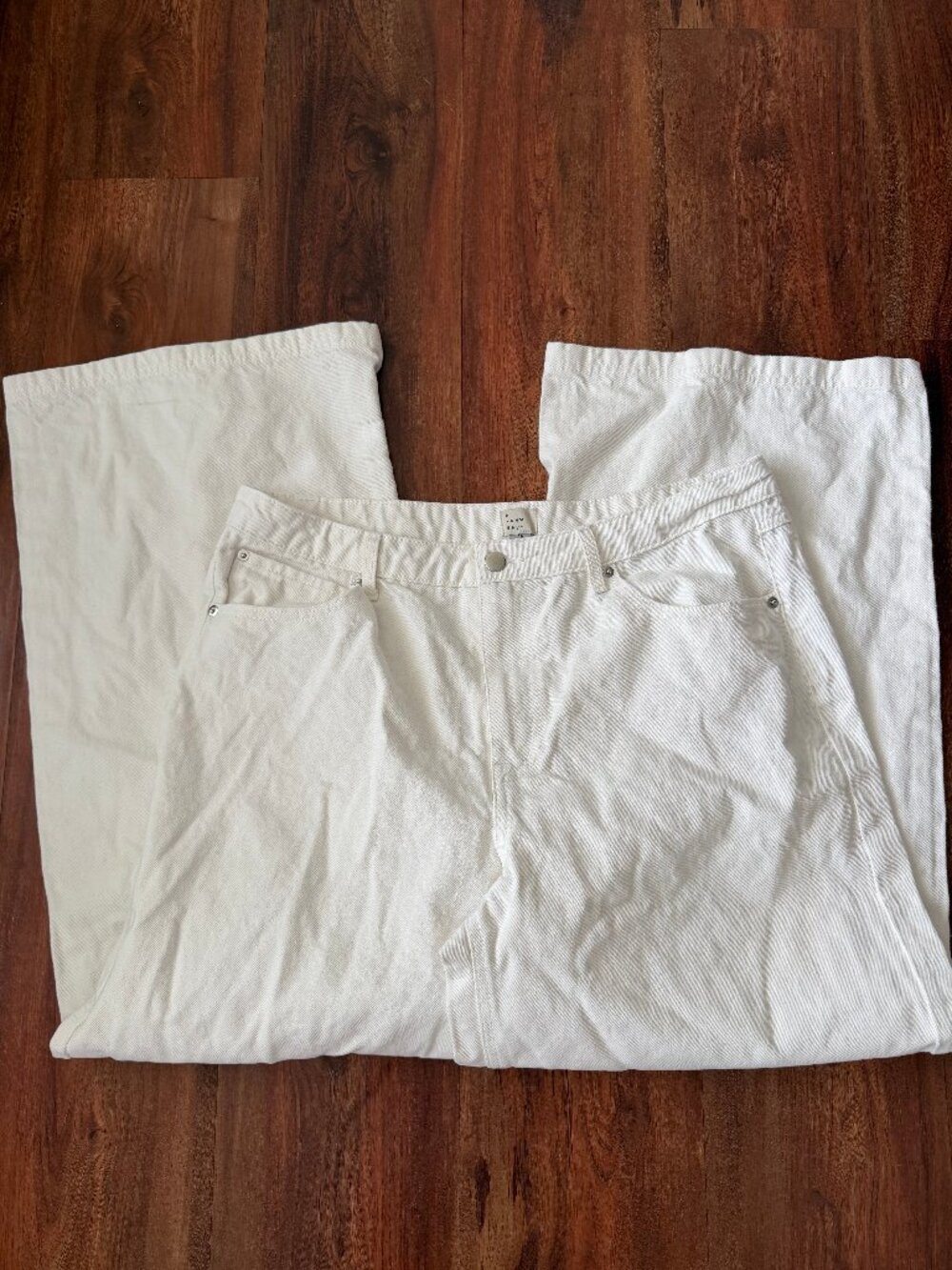 Womens High Waist Wide Leg Denim Jeans - A New Day White 14